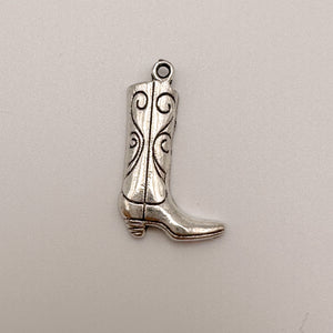 Cowgirl Boot Charm - Silver
