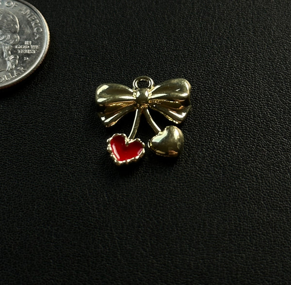 Red Heart Bow Charm