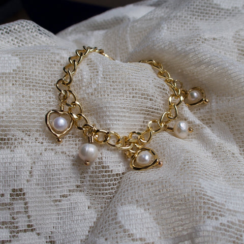 Heart of Pearl Charm Bracelet