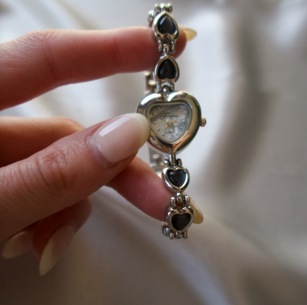 Silver Fondini Heart Gemstone Watch
