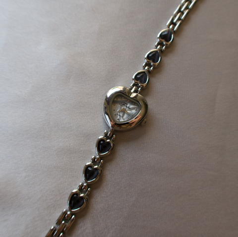 Silver Fondini Heart Gemstone Watch
